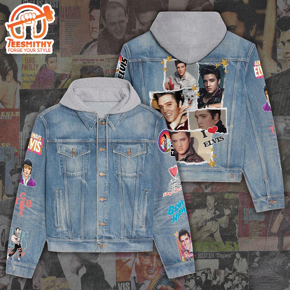 Elvis Presley Women’s Gift Christmas Denim Hood Jacket For Fans