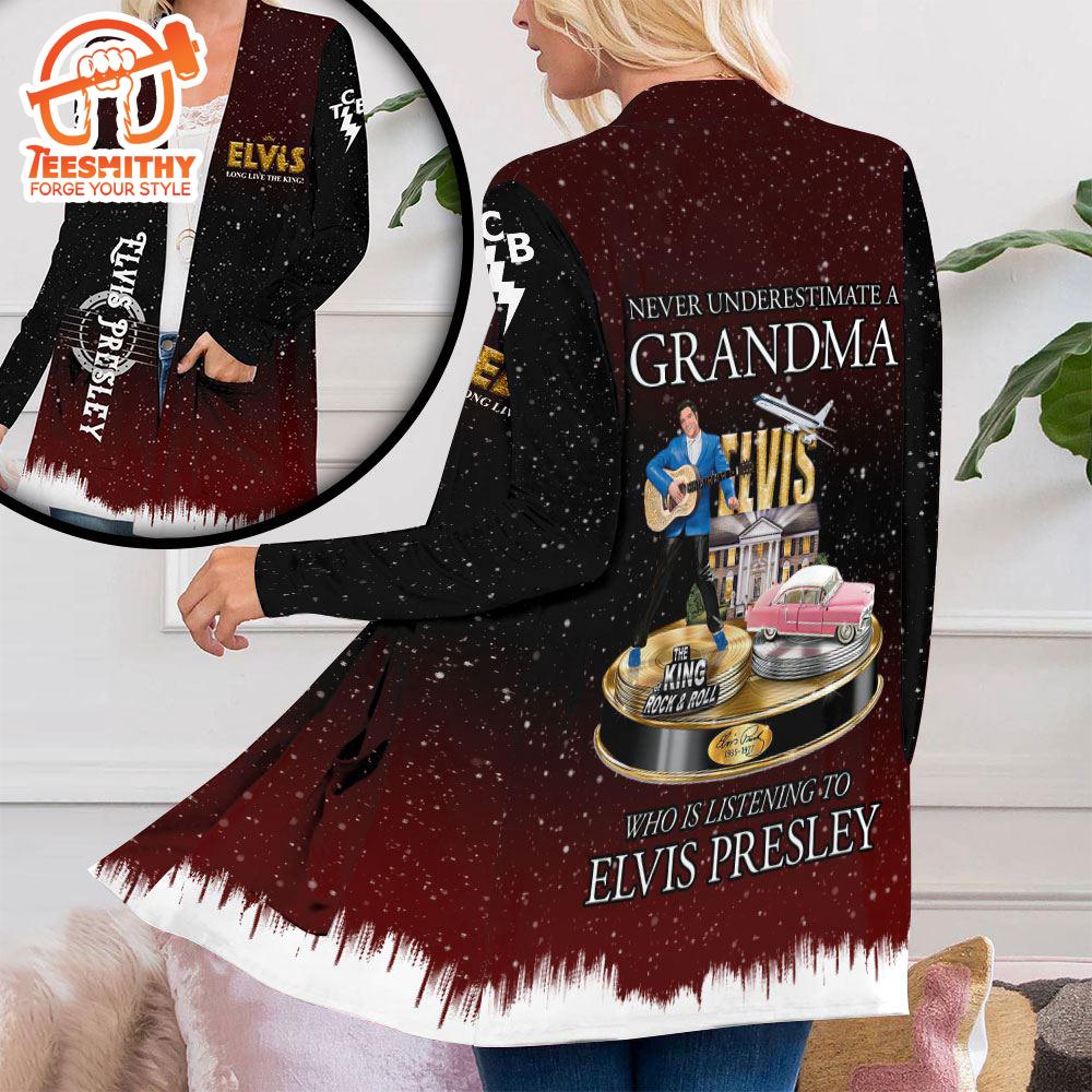 Elvis Presley Women’s Patch Pocket Cardigan For Fans