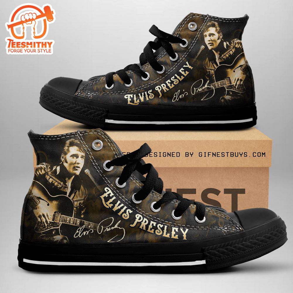 Elvis Presley Yellow Shoes, Elvis Presley High Top Canvas Shoes