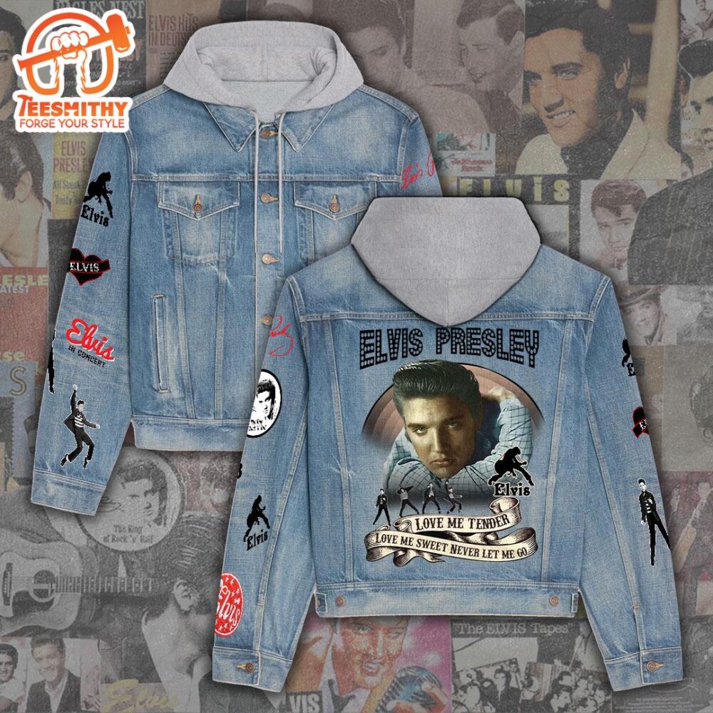 Elvis Vibrations Rock ‘n’ Roll Gift Christmas Denim Hood Jacket For Fans