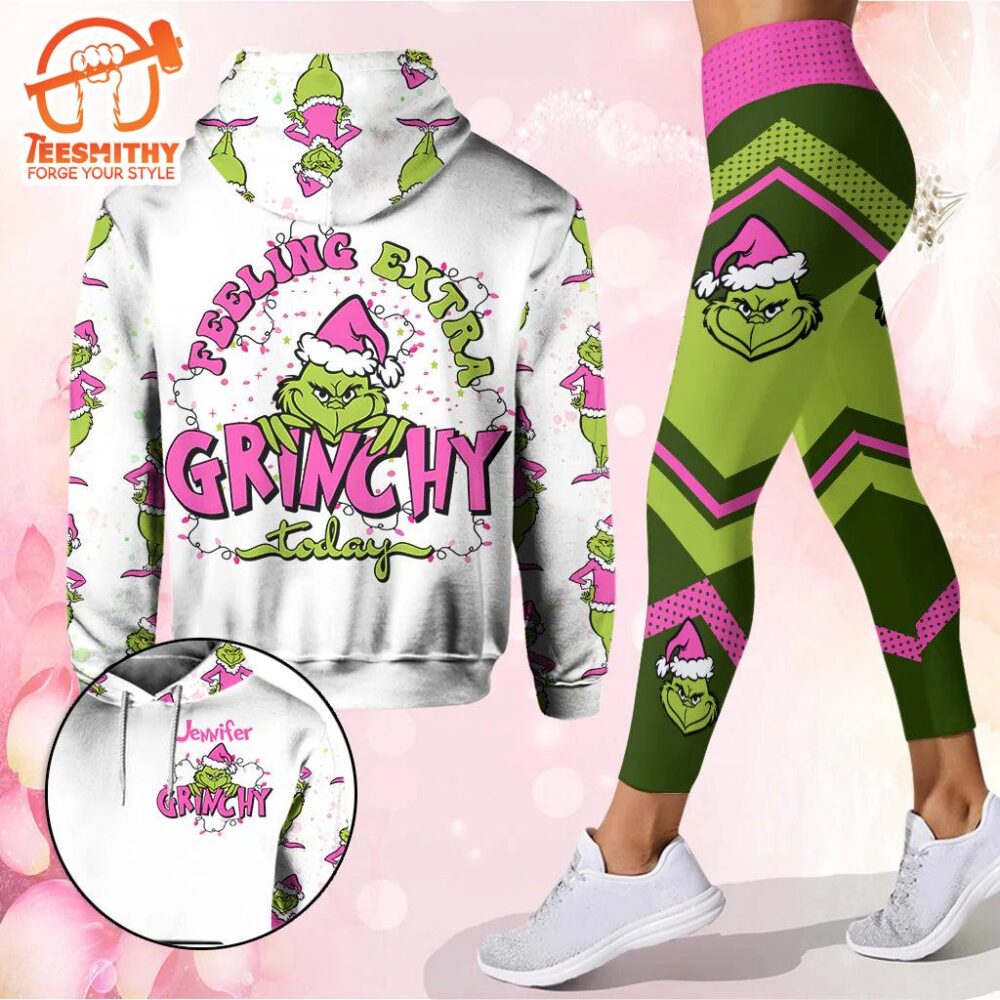 Feeling Extra Grinchy – Personalized Green Monster Christmas Hoodie and Leggings