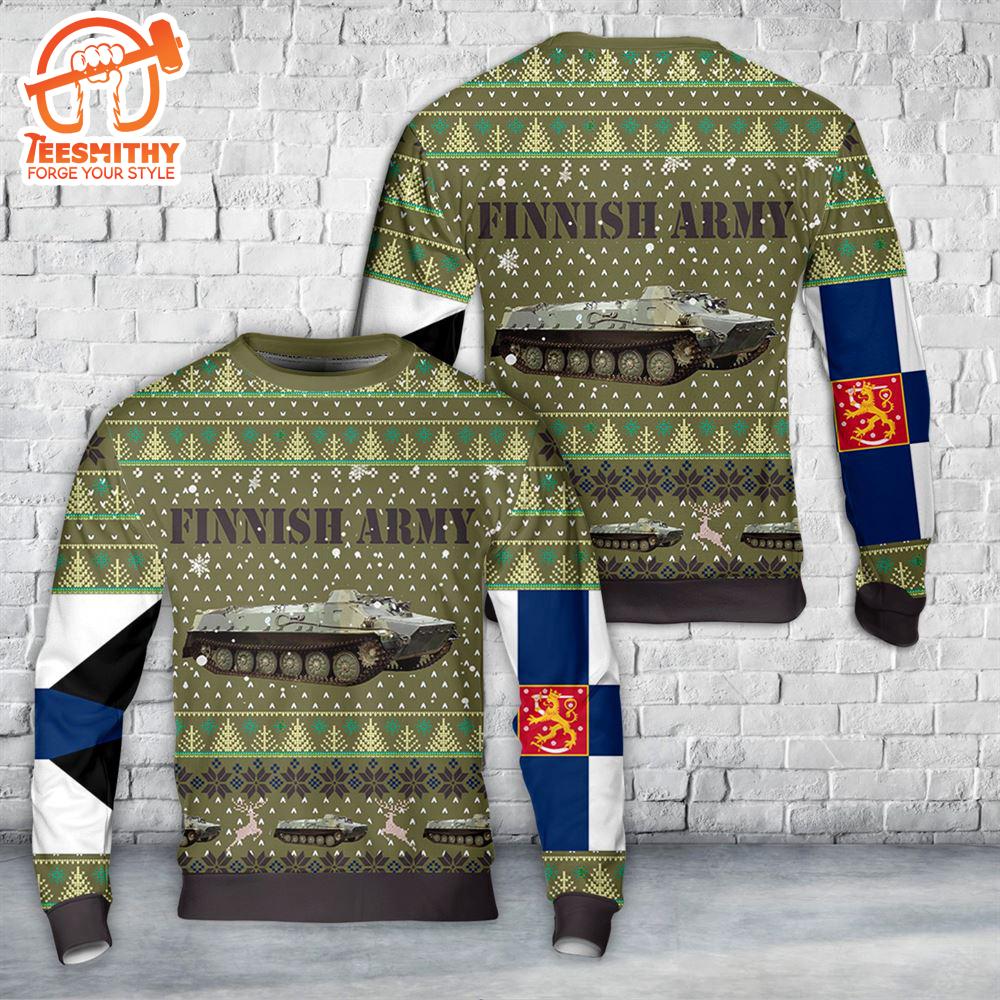 Finnish Army Maavoimat MT-LBV Armoured Personnel Carrier Christmas AOP Sweater  Gift Christmas