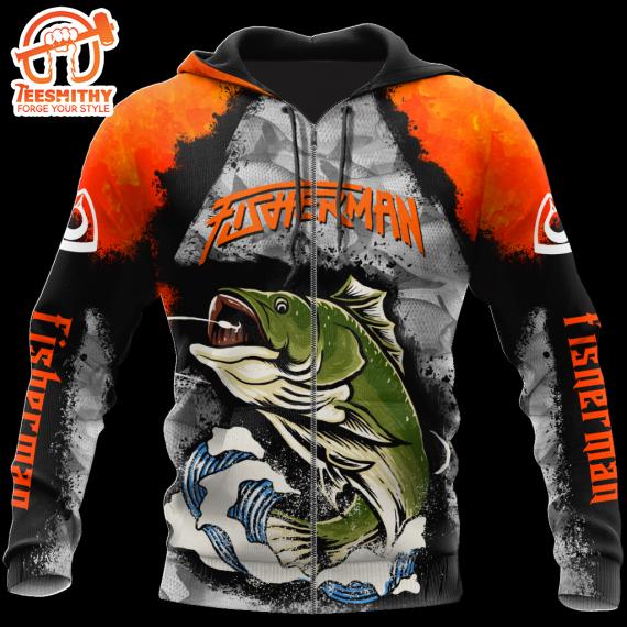 Fishing Gifts Fisherman Big Game Fishing Orange Us Size Zip Up National Go Fishing Day All Over Print Hoodie