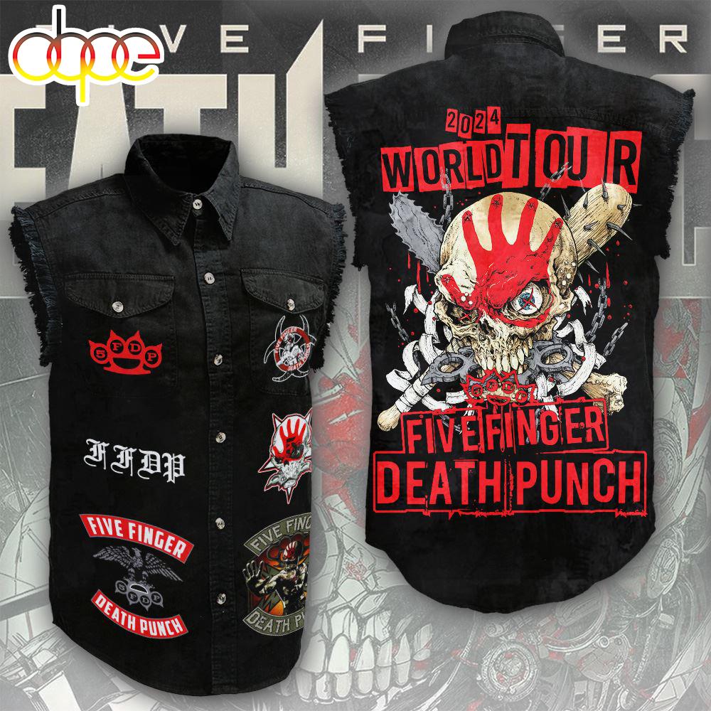 Five Finger Death Punch 3D Sleeveless Denim Shirt For Men And Women