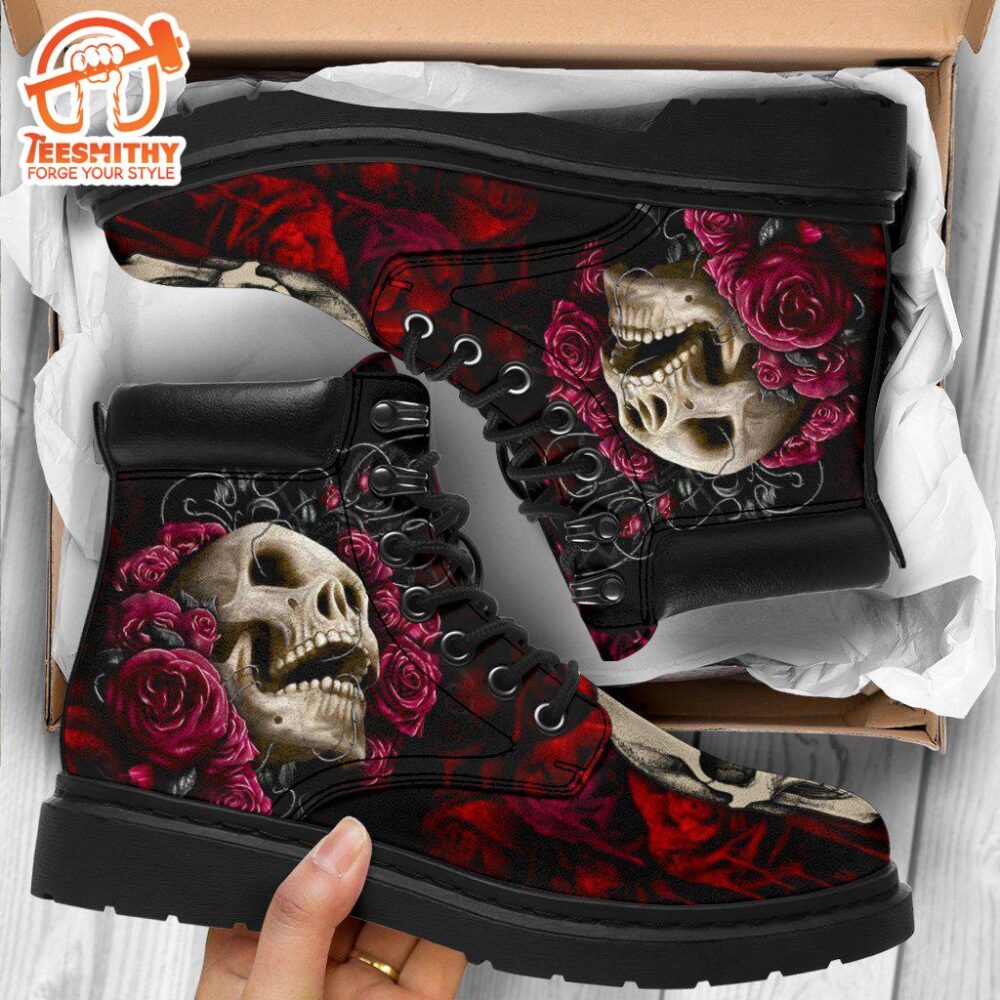 Floral Skull Boots Shoes Amazing Gift Idea