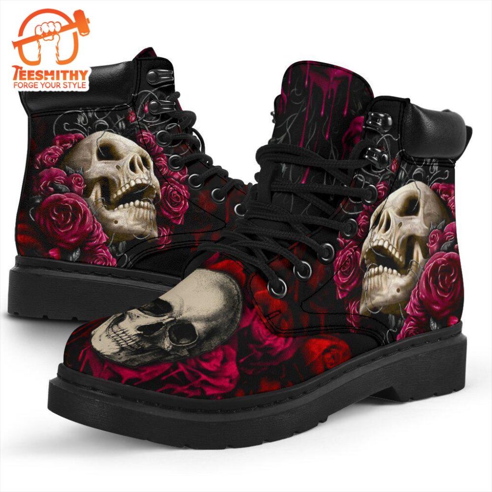 Floral Skull Boots Shoes Amazing Gift Idea