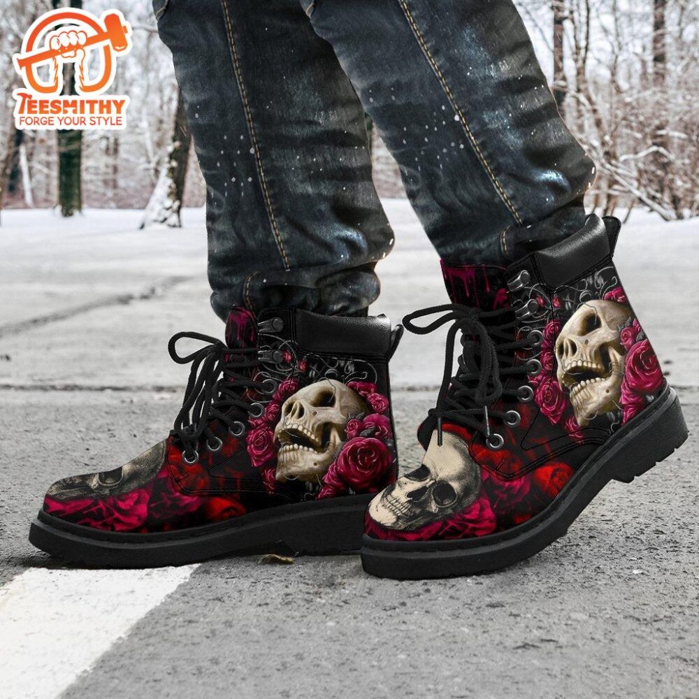 Floral Skull Boots Shoes Amazing Gift Idea