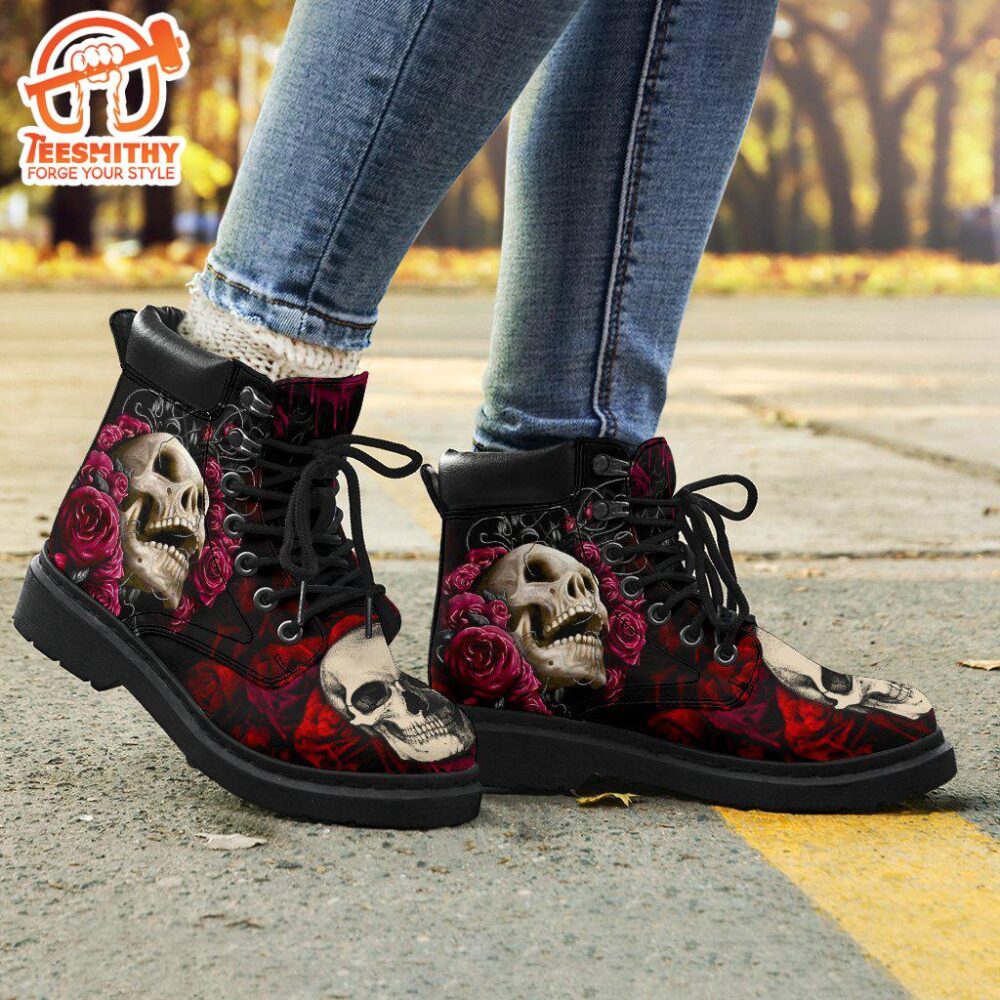 Floral Skull Boots Shoes Amazing Gift Idea