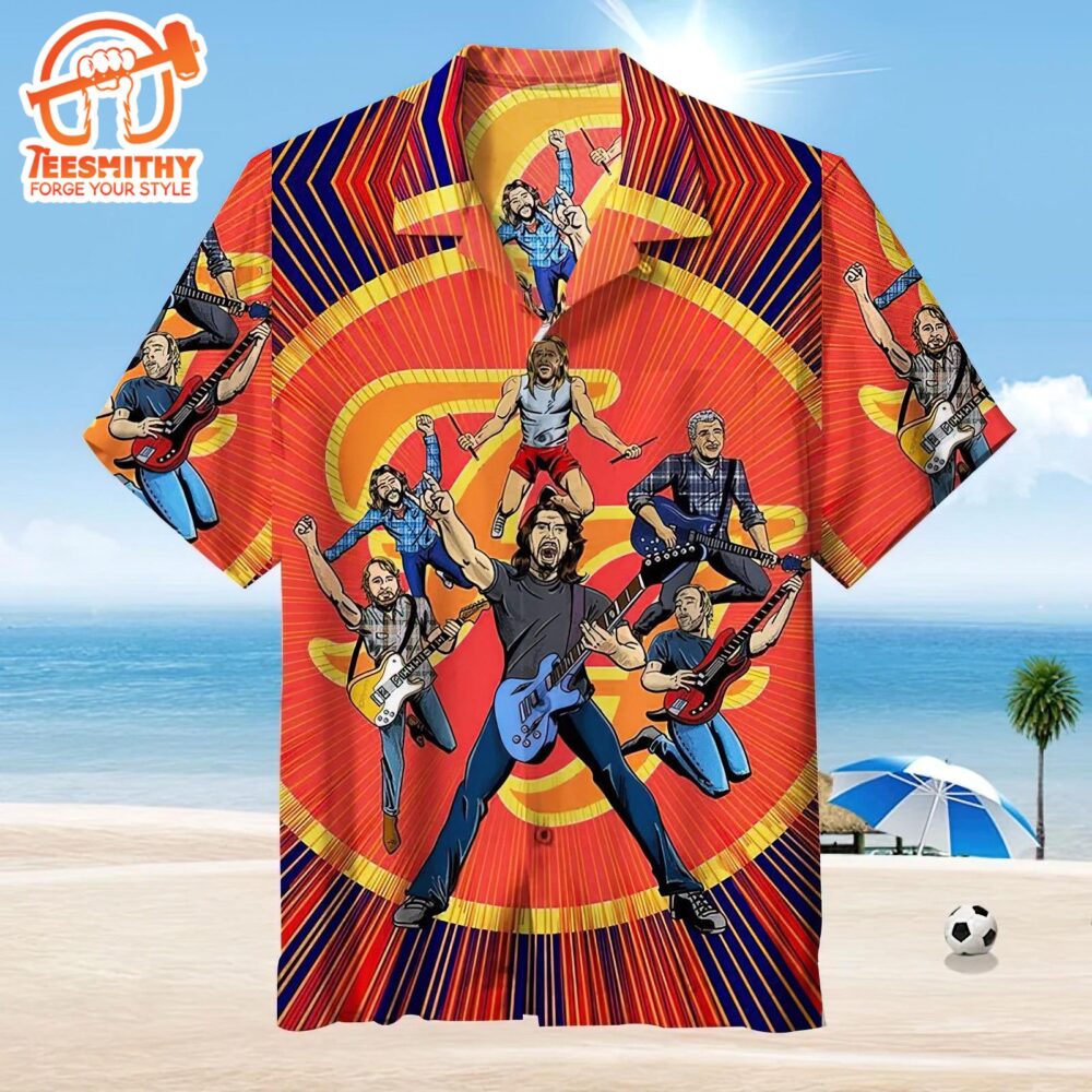 Foo Fighters Animated Rock Heroes Hawaiian Aloha Shirts