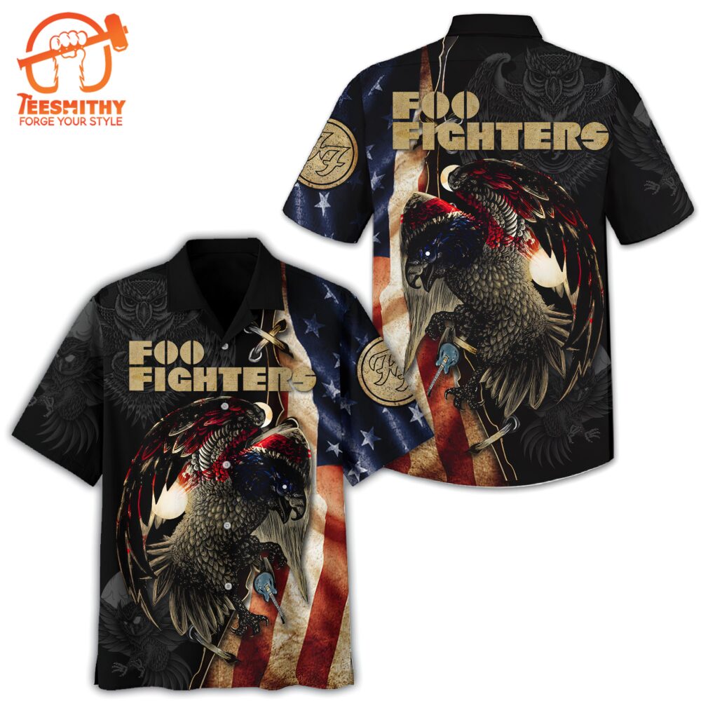 Foo Fighters Eagle & American Flag Hawaiian Shirt