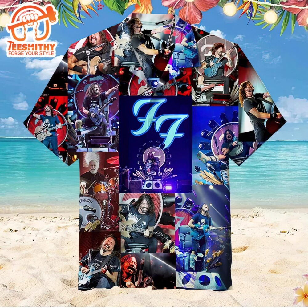 Foo Fighters Live Performance Collage Hawaiian Aloha Shirts