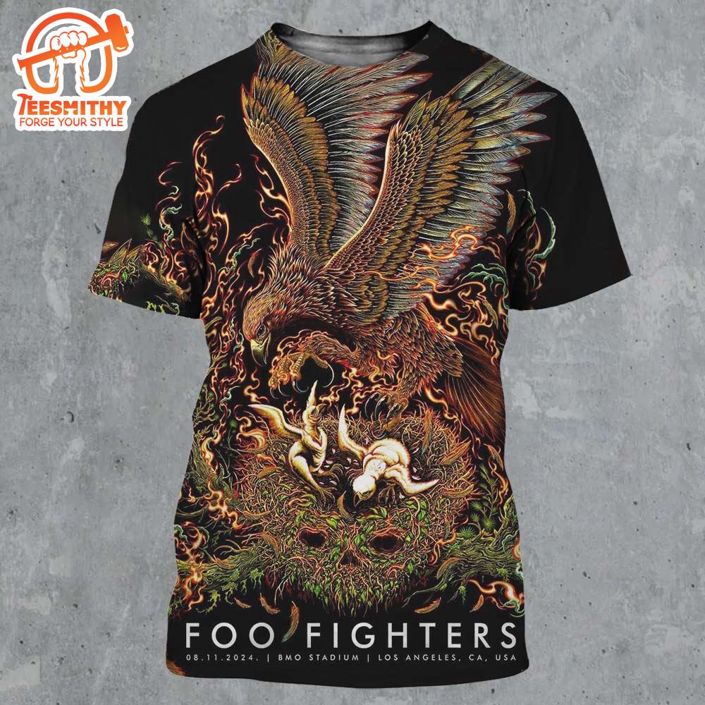 Foo Fighters Los Angeles California Night 2 Poster At BMO Stadium On August 11 2024 3D Shirt