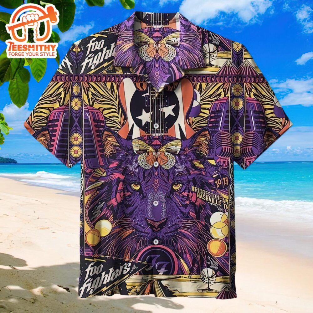 Foo Fighters Psychedelic Tiger Hawaiian Aloha Shirts