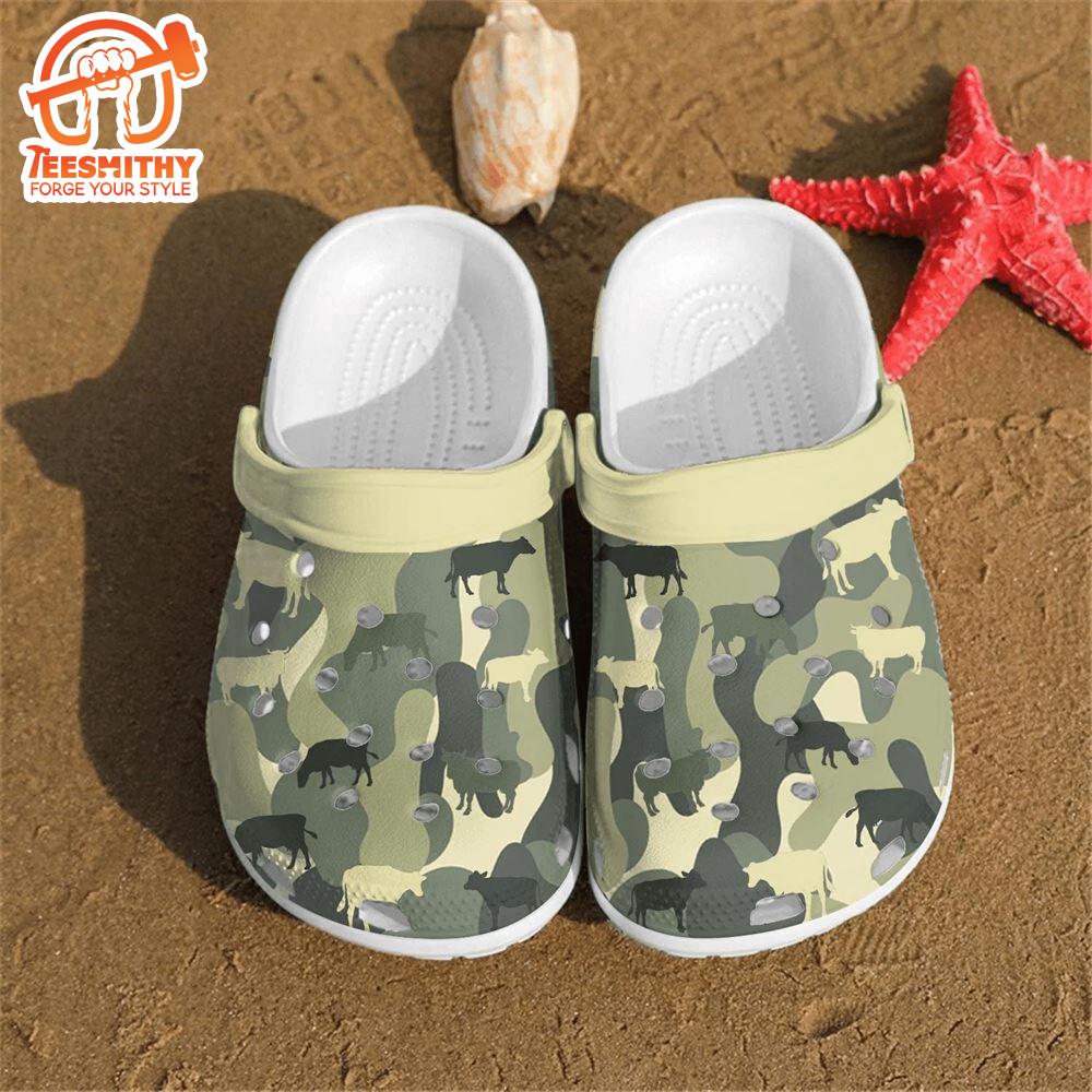 Footwearmerch Cow camo pattern shoes Crocs Crocband Clogs Shoes For Men Women