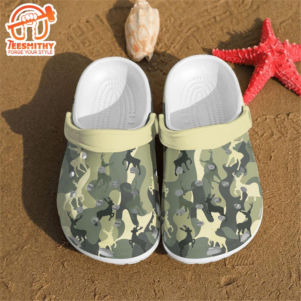 Footwearmerch Deer camo pattern shoes Crocs Crocband Clogs Shoes For Men Women