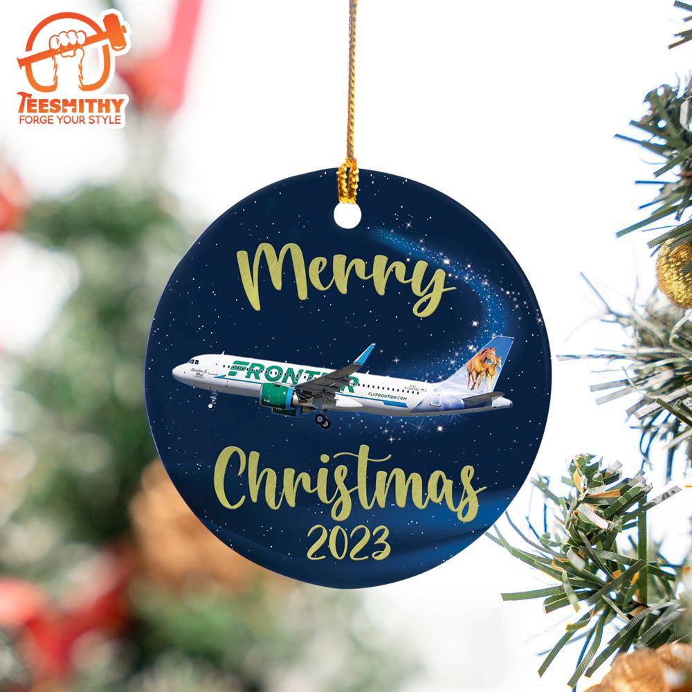 Christmas 2024  Frontier Airlines Airbus A320-251N Christmas Ceramic Ornament