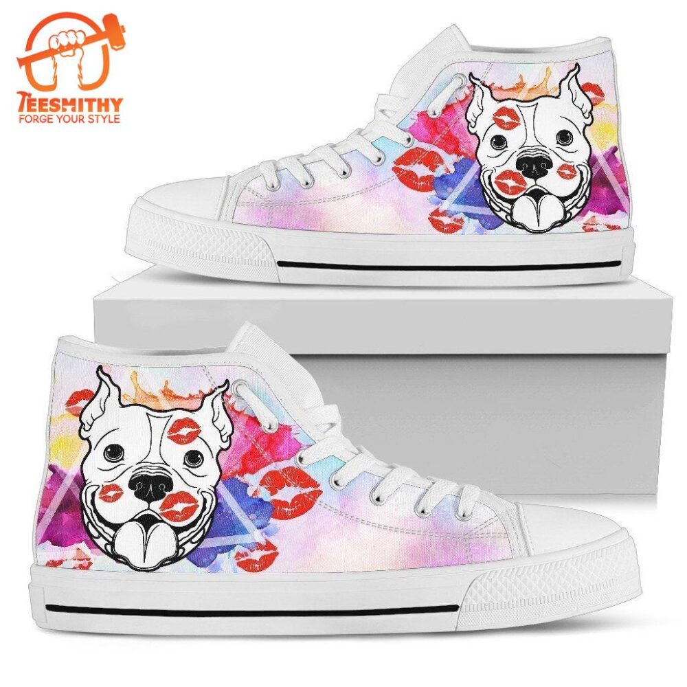 Funny Pit Bull Kisses Shoes High Top For Women