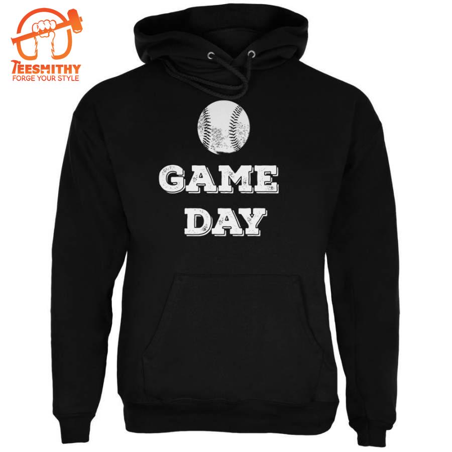 Game Day Baseball Black Adult Hoodie