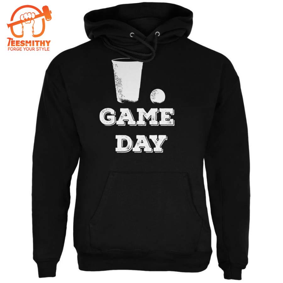 Game Day Beer Pong Black Adult Hoodie