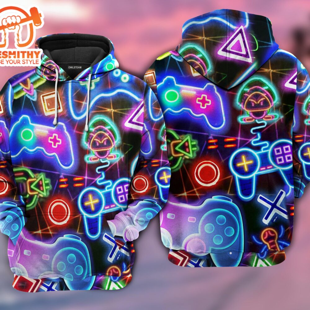 Game Neon Style Love It All Over Print Hoodie