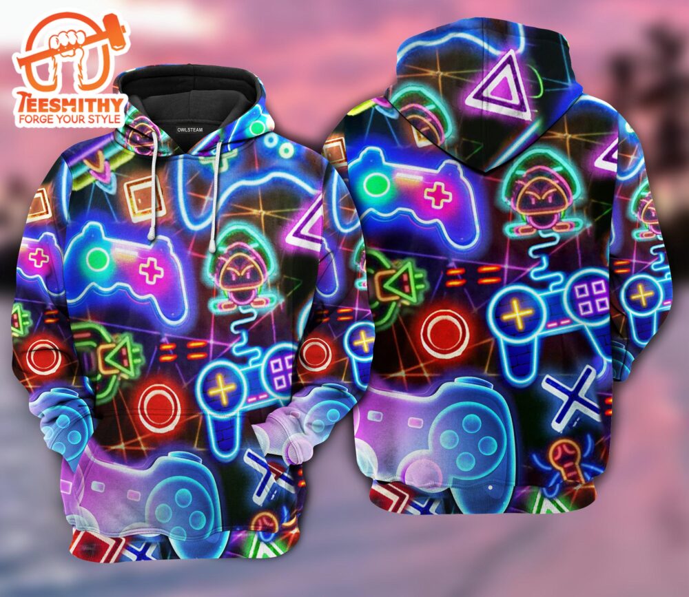 Game Neon Style Love It All Over Print Hoodie