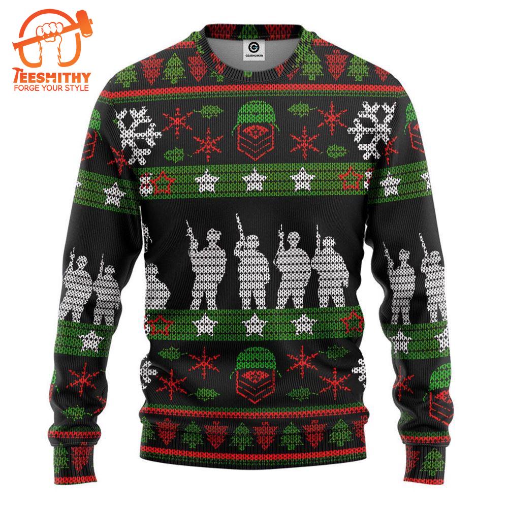 Gearhumans 3d Veteran Soldier Present Custom Ugly Christmas Sweater – Veteran Sweater