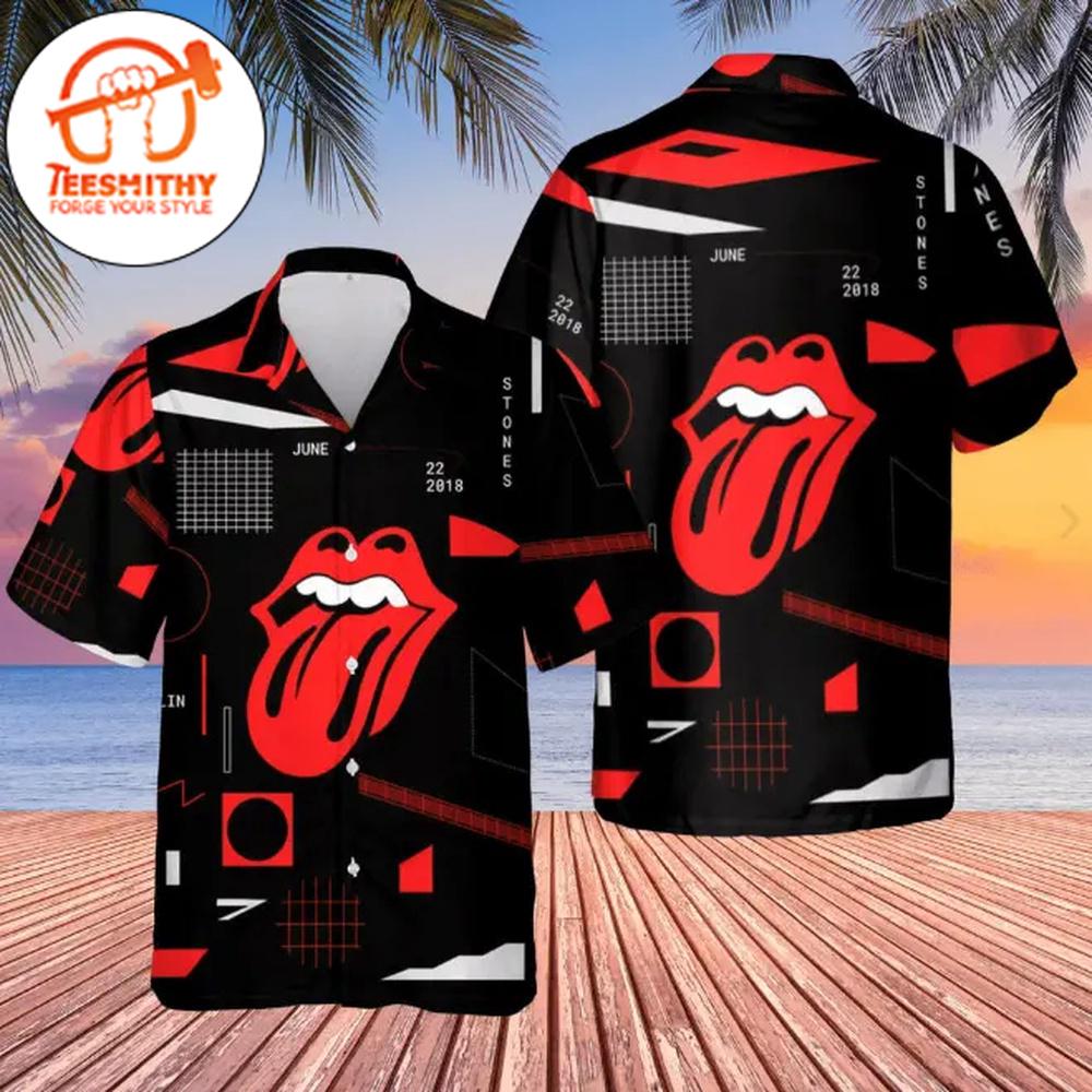 Geometric Rolling Stones Hawaiian Button Up Shirts