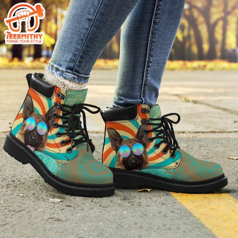 German Shepherd Dog Boots Shoes Hippie Style Funny