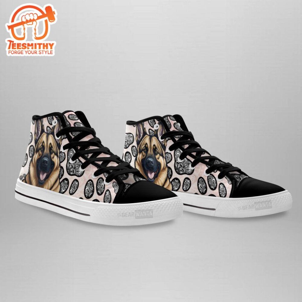 German Shepherd High Top Shoes Custom Black And White Mandala