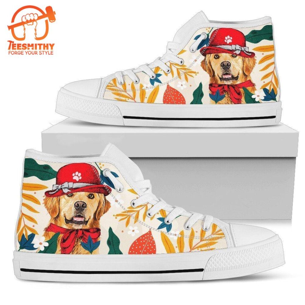 Golden Retriever Dog Sneakers Women High Top Shoes Funny