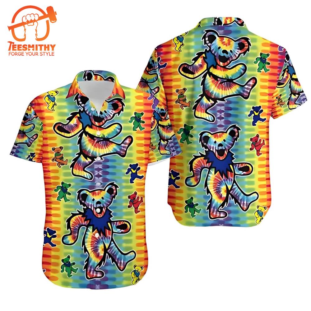 Grateful Dead Bears Tie Dye Hawaiian Shirt