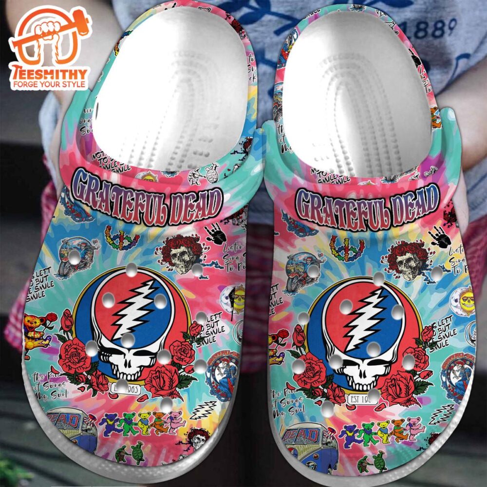 Grateful Dead Music Band Pink And Blue Tie Dye Pattern Clogs