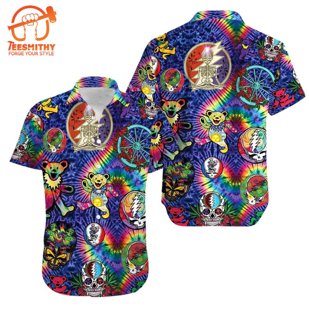 Grateful Dead Tie-Dye Skeletons Hawaiian Shirt