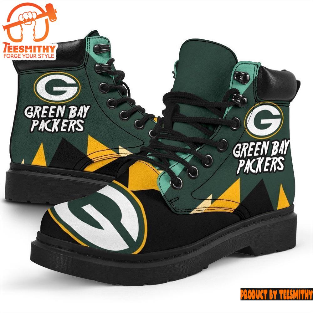 Green Bay Packers All Season Boots  Casual Shoes  Vegan Leather Custom Boot Shoes