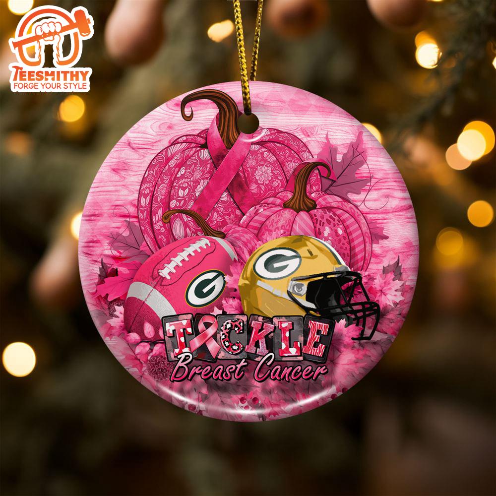 Green Bay Packers  Breast Cancer And Sport Team Ceramic Ornament  – Breast Cancer Ornament