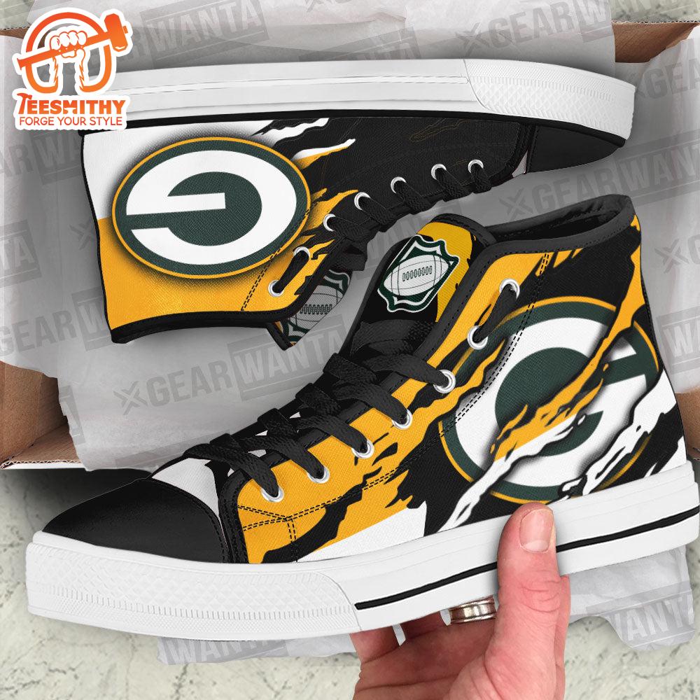 Green Bay Packers High Top Shoes Custom For Fans