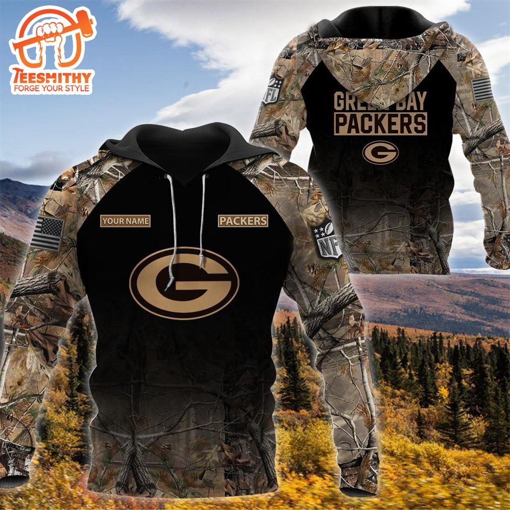 Green Bay Packers Personalized Your Name Hunting Camo Hoodie  Gift Christmas