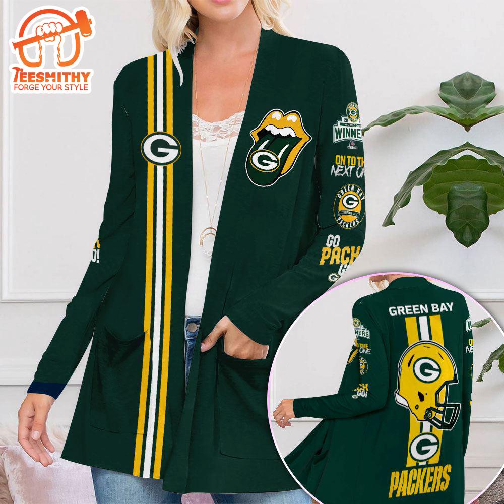 Green Bay Packers Women’s Patch Pocket Cardigan Gift Christmas