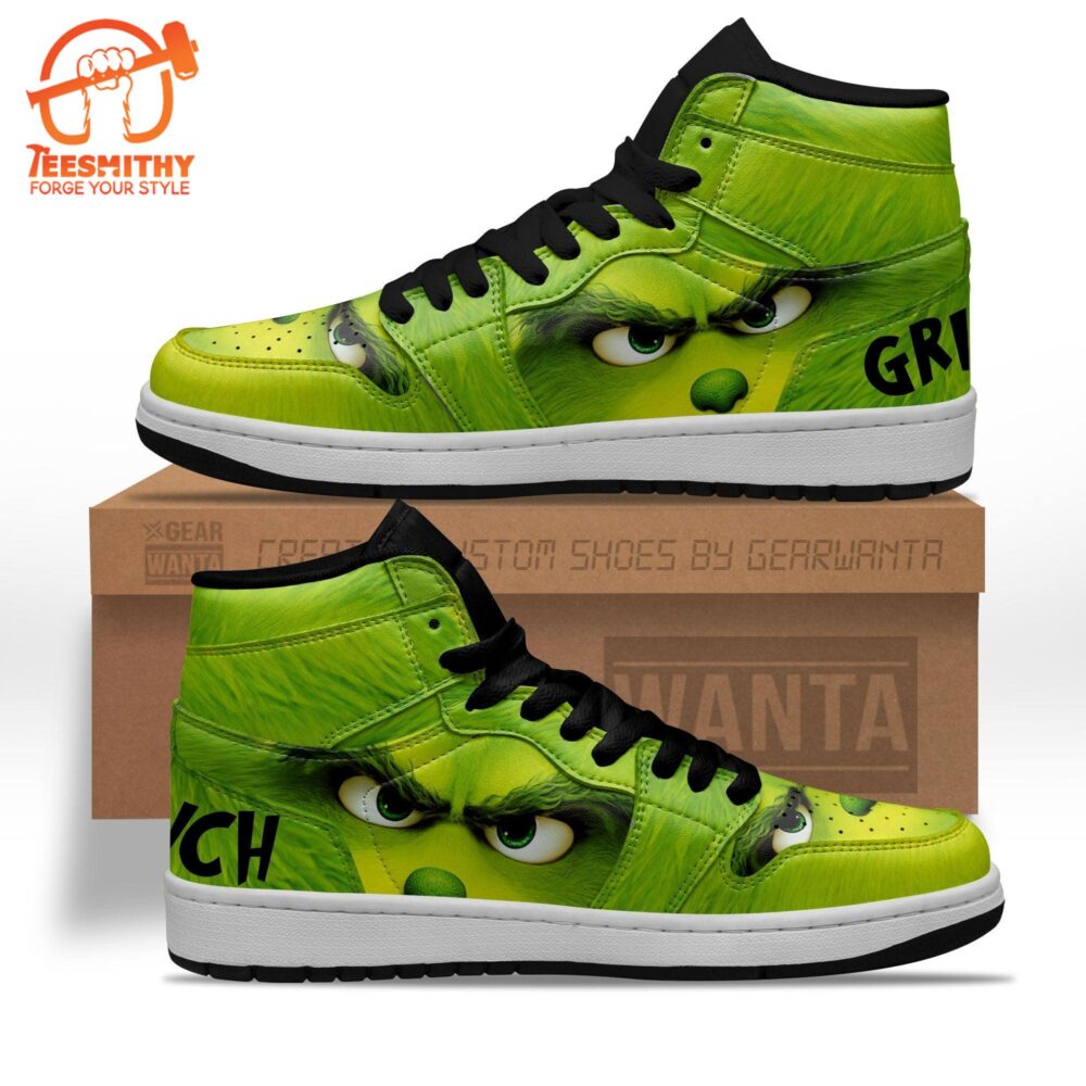 Grinch Costume Air Jordan 1 Sneakers Custom For Christmas