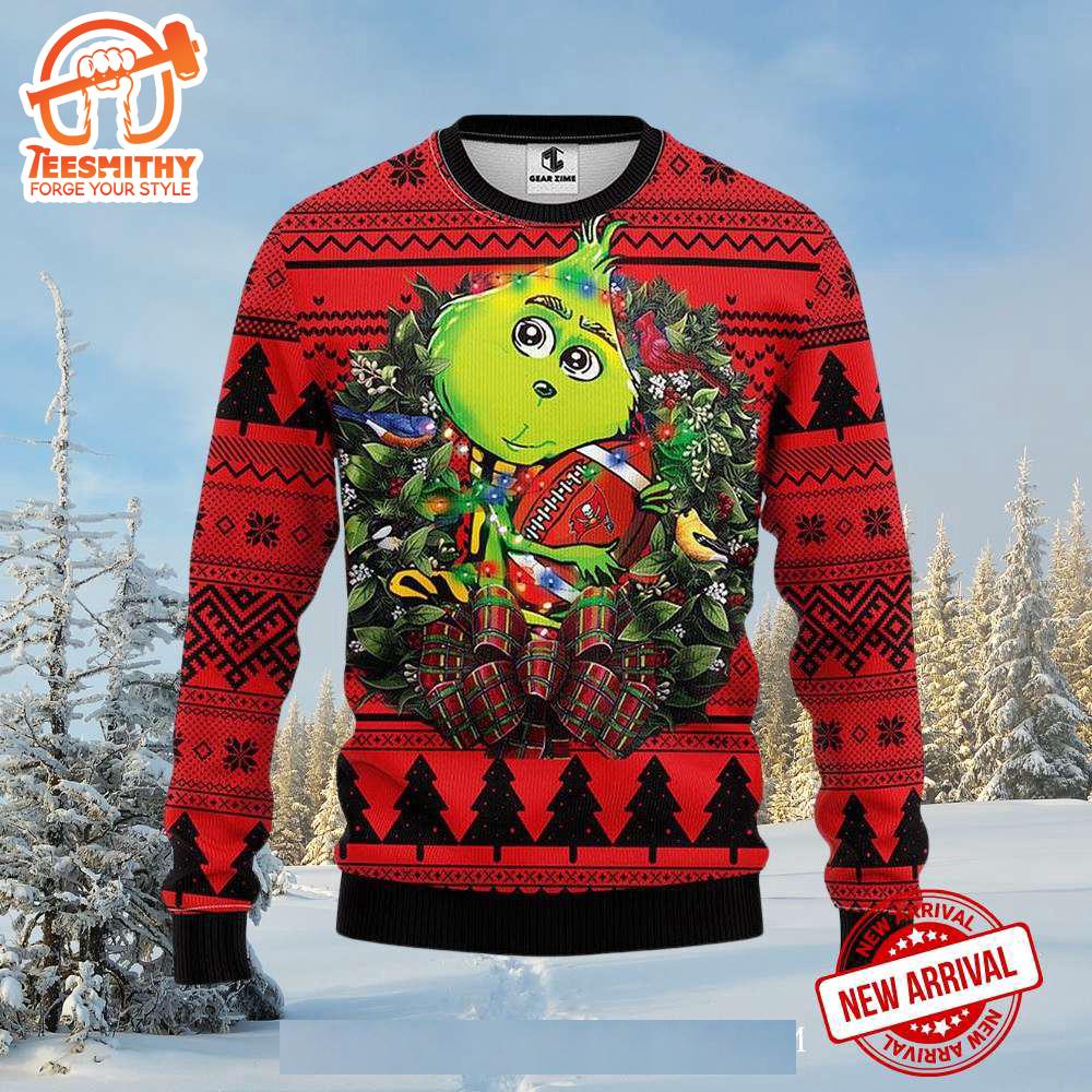 Grinch In Wreath Sweater Gift for Christmas