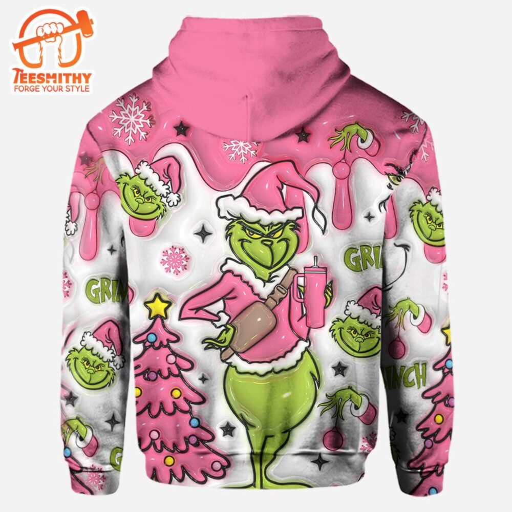 Grinch Pink Snowflakes Christmas – Personalized Hoodie and Leggings