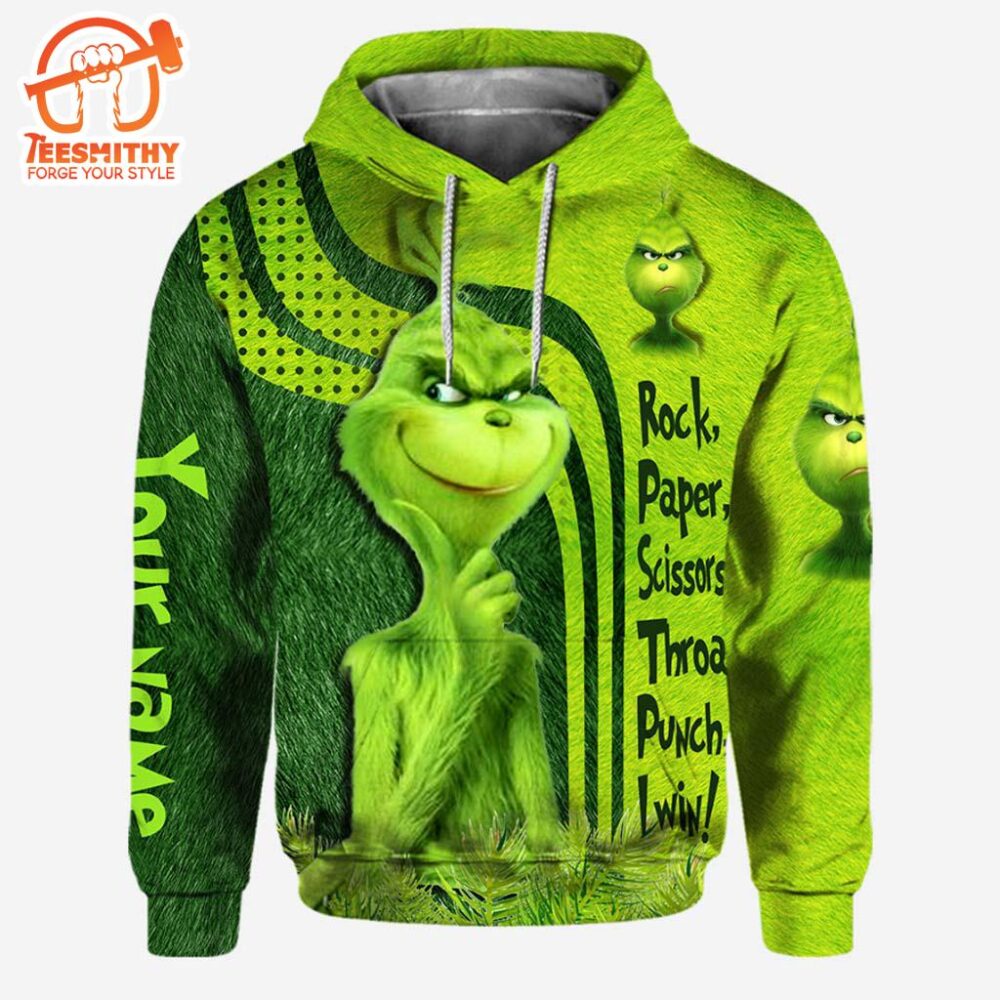 Grinch Rock Paper Scissors Throat Punch I Win – Personalized Hoodie and Leggings