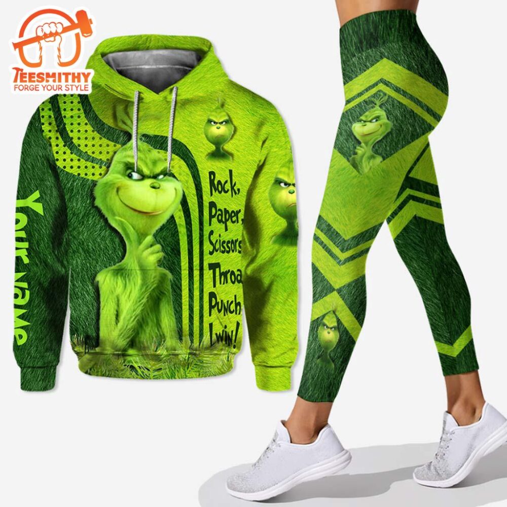 Grinch Rock Paper Scissors Throat Punch I Win – Personalized Hoodie and Leggings