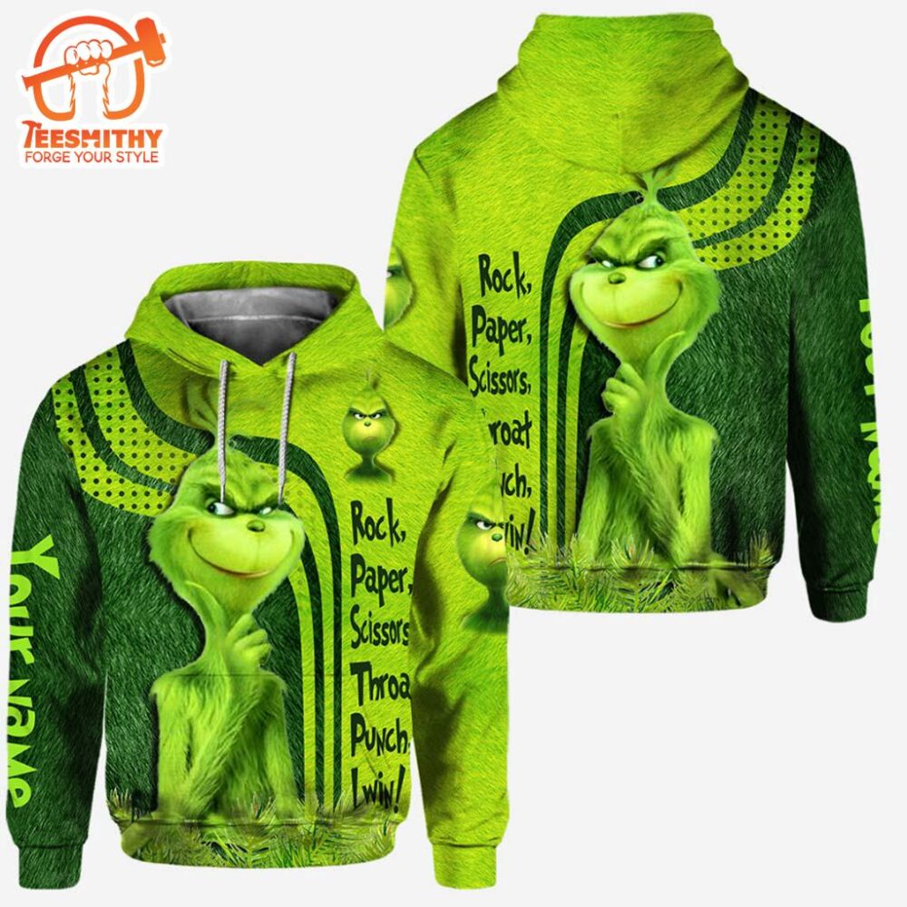 Grinch Rock Paper Scissors Throat Punch I Win – Personalized Hoodie and Leggings