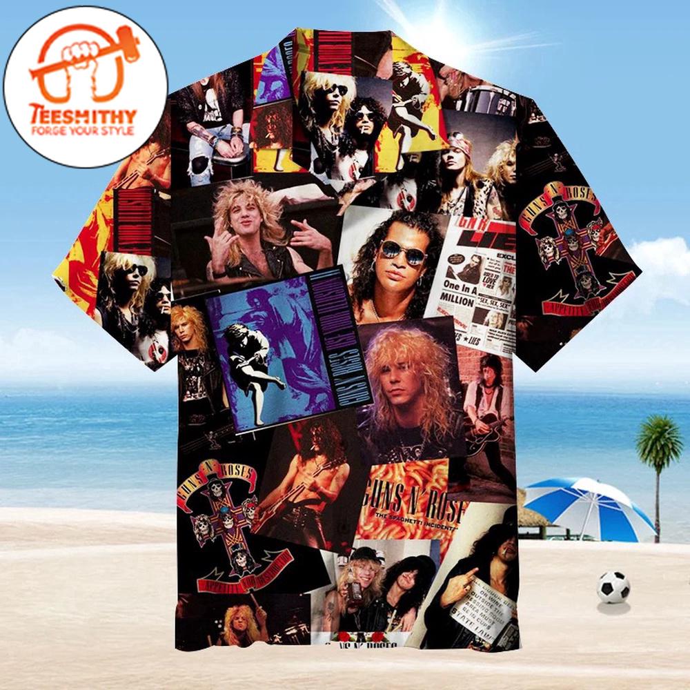 Guns N’ Roses Amazing Legends Collage Hawaiian Button Up Shirts