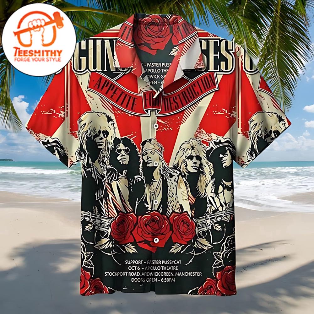 Guns N’ Roses Concert Art Hawaiian Button Up Shirts