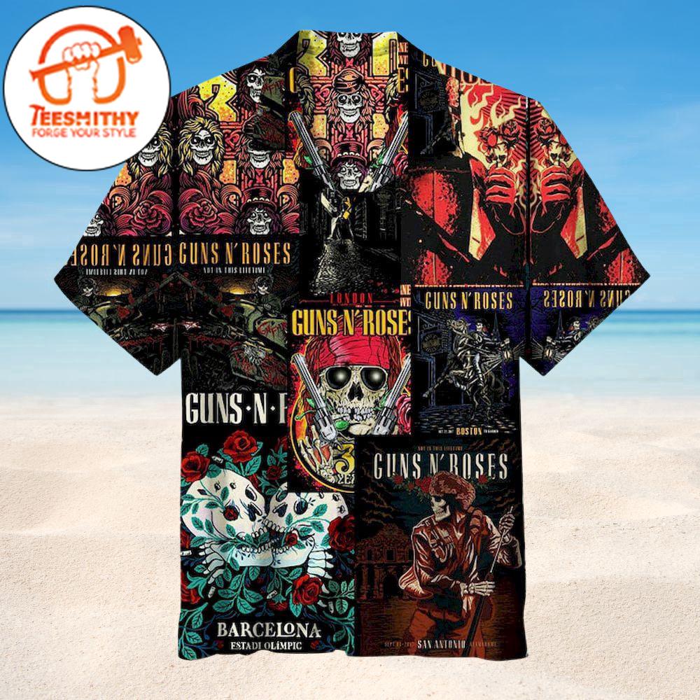 Guns N’ Roses Concert Tour Collage Hawaiian Button Up Shirts