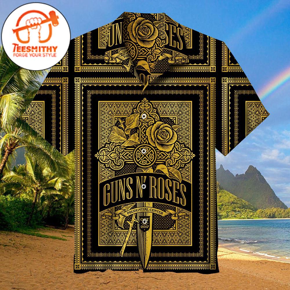 Guns N’ Roses Gold Elegance Hawaiian Button Up Shirts