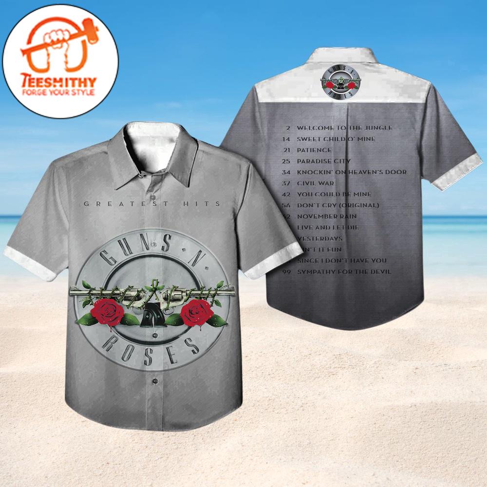 Guns N’ Roses Greatest Hits Tribute Hawaiian Button Up Shirts