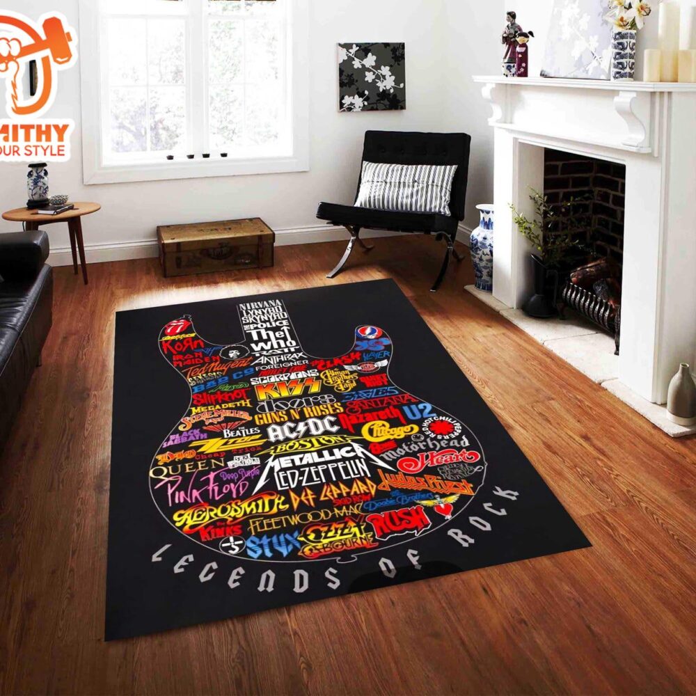 Guns N Rose's Rug, ACDC Rug, Guitar Rug, Rock Music Rug